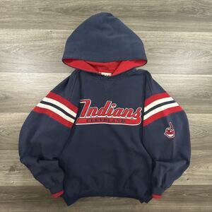 Vintage Cleveland Indians Hoodie Mens Medium Sweatshirt MLB Chief Wahoo 90s